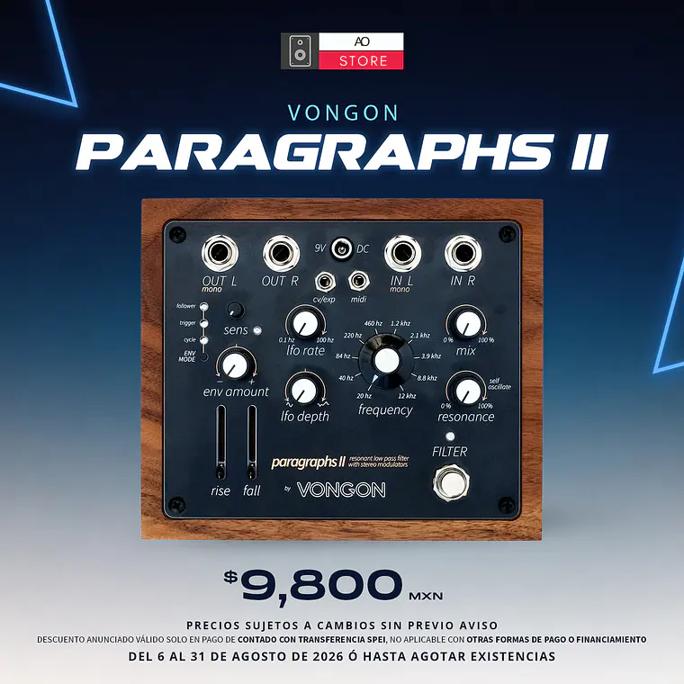 Vongon Paragraphs II Pedal de Filtro y Modulación Estéreo  2