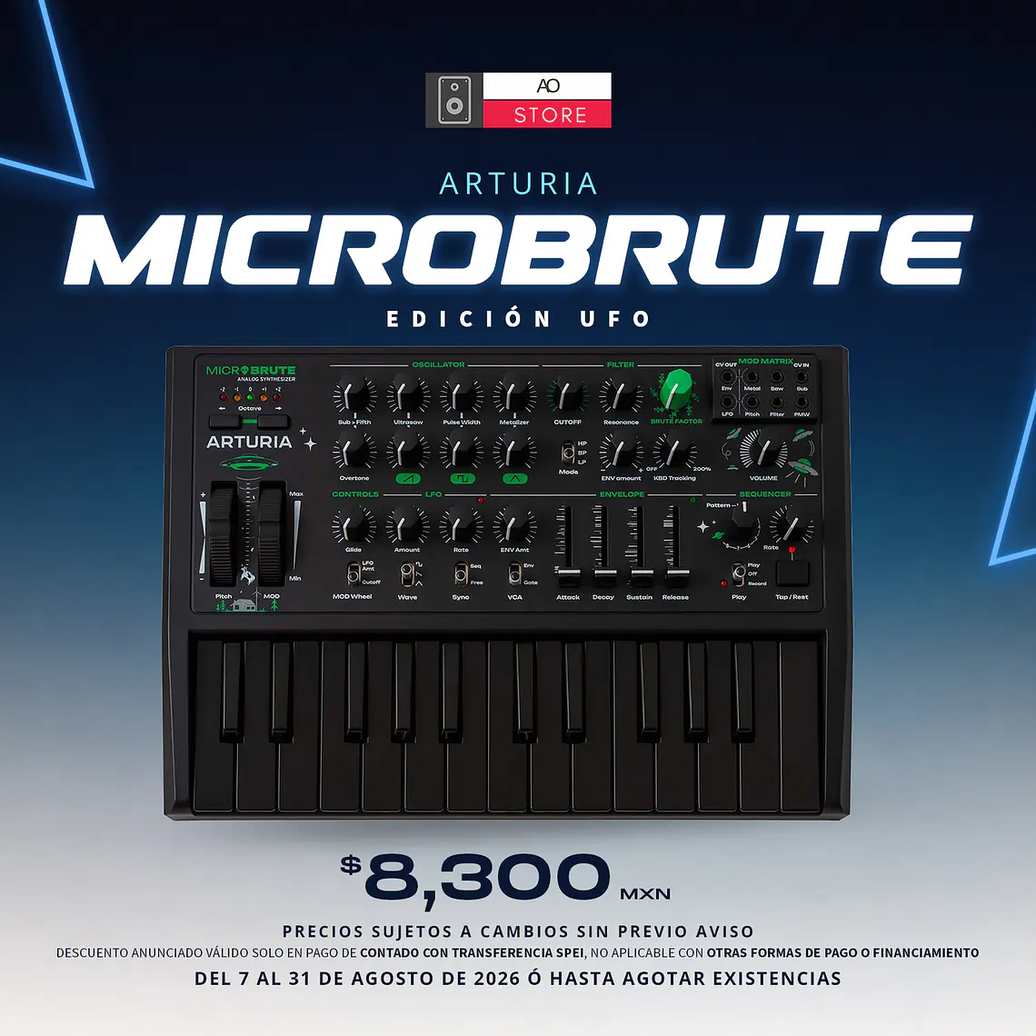 Arturia MicroBrute Edición UFO Sintetizador Analógico 1