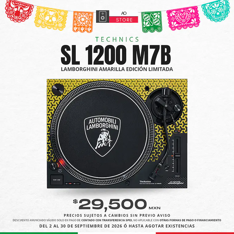 Technics SL 1200 M7B Lamborghini Amarilla Edición Limitada Tornamesa para DJ 2