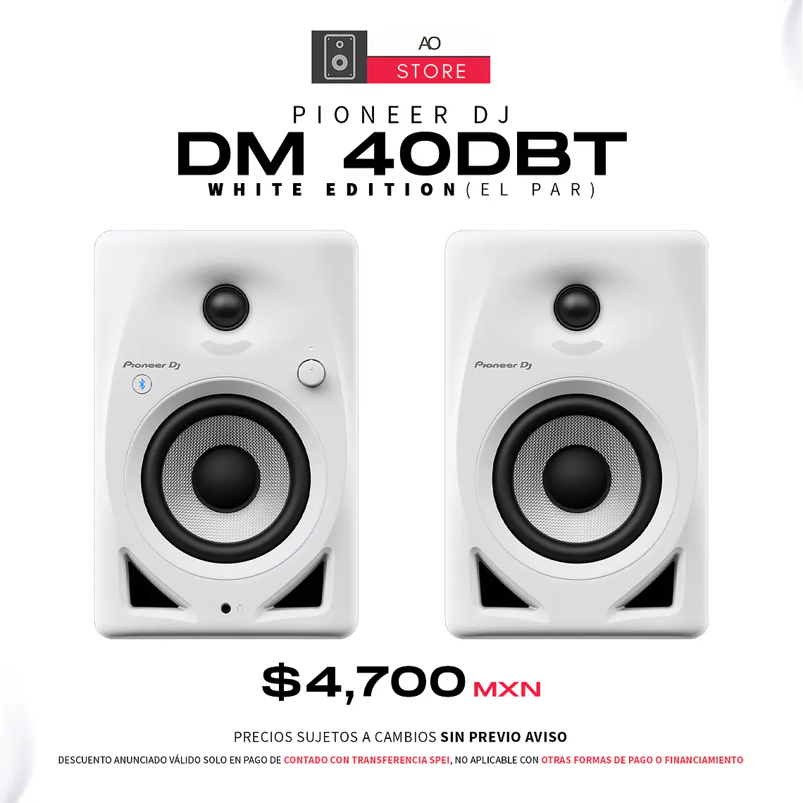 Pioneer DJ DM 40DBT White Edition Monitores de Estudio (2 Piezas) 2