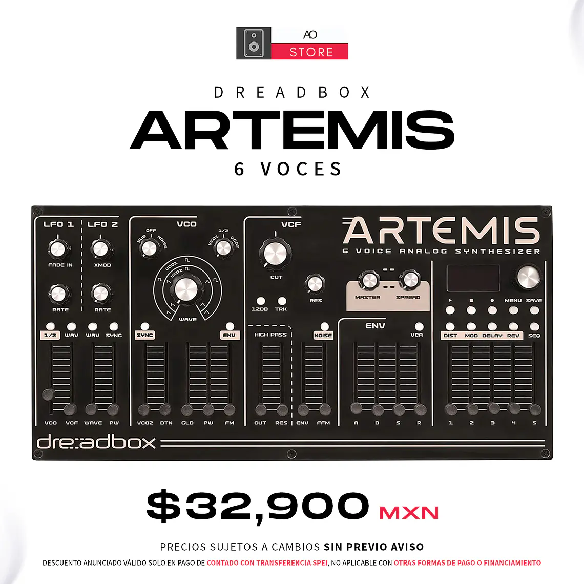 Dreadbox Artemis Desktop Sintetizador Polifónico Analógico de 6 Voces 2