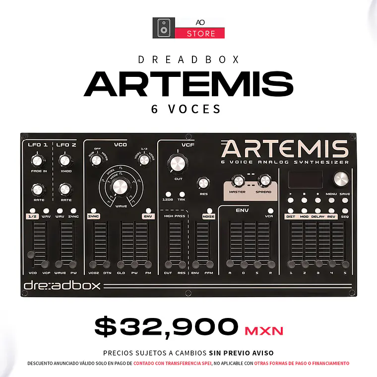 Dreadbox Artemis Desktop Sintetizador Polifónico Analógico de 6 Voces 2