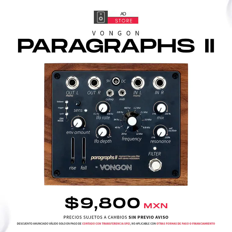 Vongon Paragraphs II Pedal de Filtro y Modulación Estéreo  2