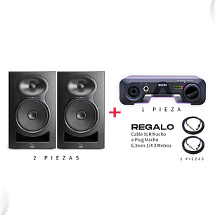 Kali Audio LP 6 Second Wave V2 Monitores de Estudio (2 Piezas) + Apogee Boom Interfaz de Audio + De Regalo Cable XLR Macho a TRS Macho 6.3 mm 3 Metros (2 Piezas)