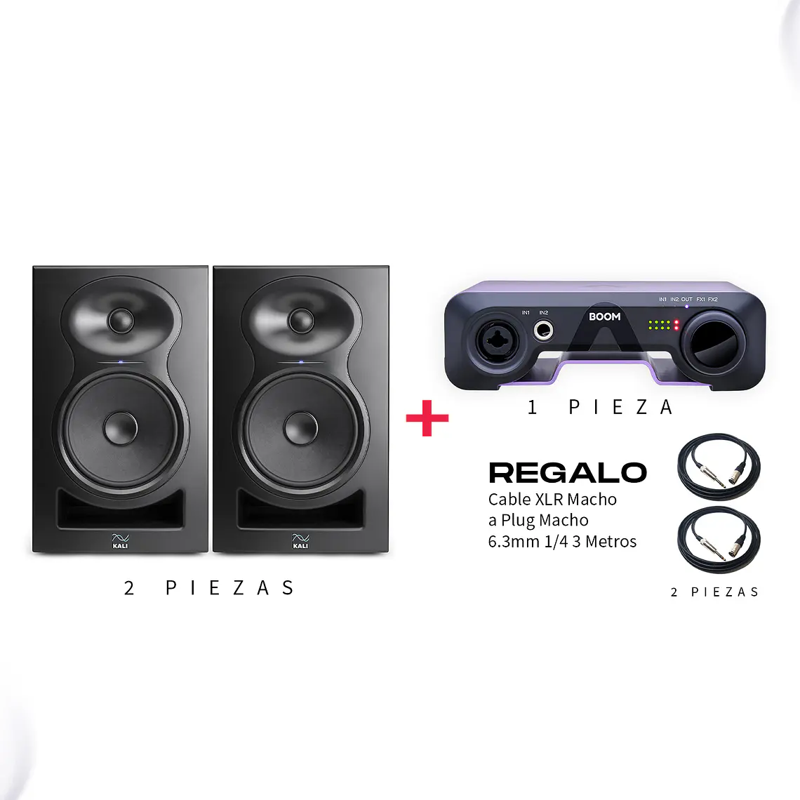 Kali Audio LP 6 Second Wave V2 Monitores de Estudio (2 Piezas) + Apogee Boom Interfaz de Audio + De Regalo Cable XLR Macho a TRS Macho 6.3 mm 3 Metros (2 Piezas) 1