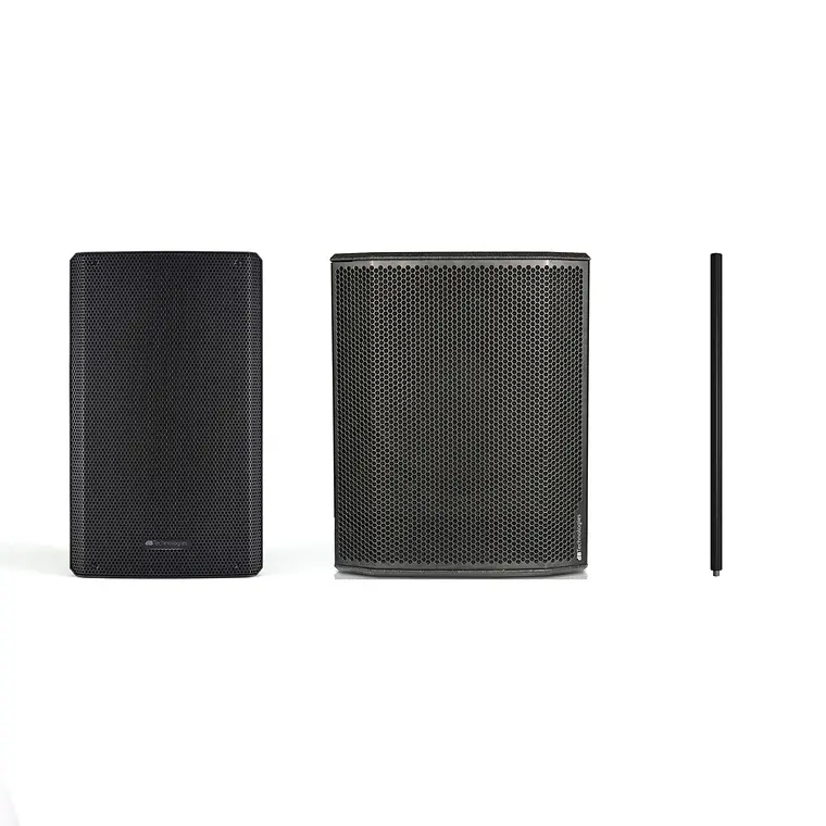 dB Technologies KL 15 Bocina Activa (2 piezas) + dB Technologies Sub 618 Subwoofer Activo (2 piezas), Poste Sub A Top (2 piezas) Sistema de Audio 1