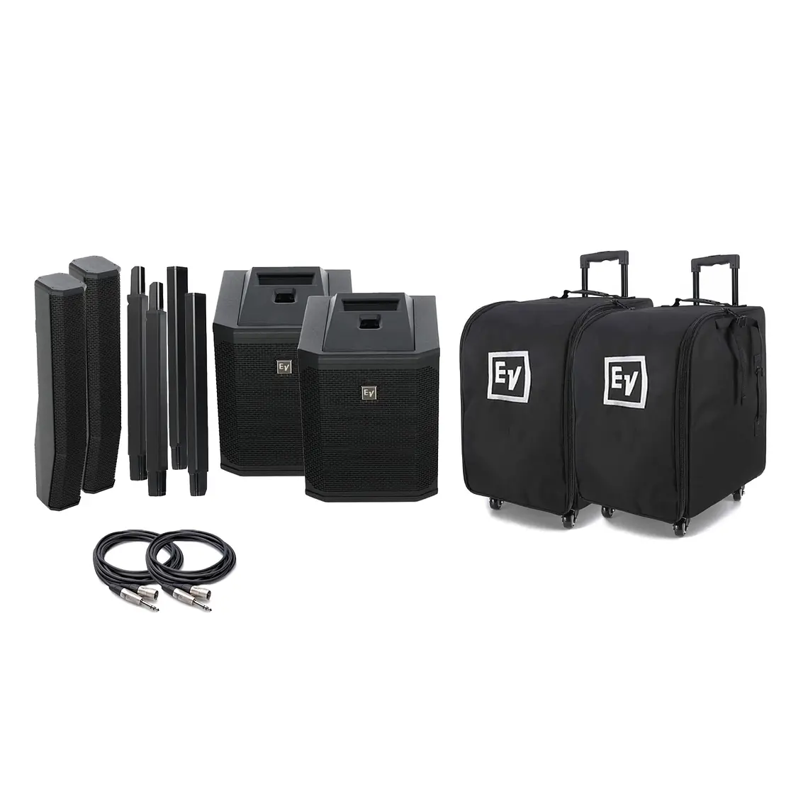 EV Electro Voice Evolve 30M (2 Piezas) + Maletines con Ruedas (2 Piezas) + Cables (2 Piezas) 1