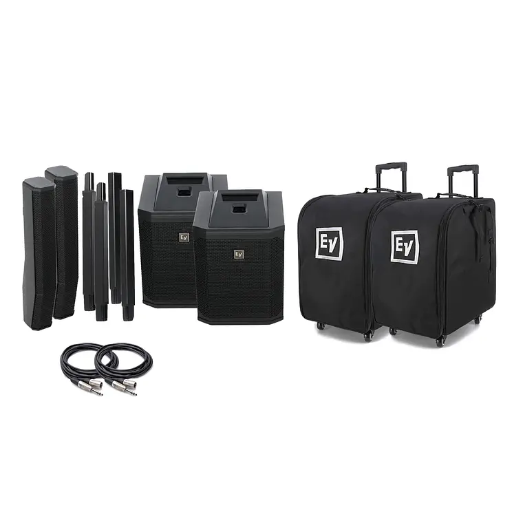 EV Electro Voice Evolve 30M (2 Piezas) + Maletines con Ruedas (2 Piezas) + Cables (2 Piezas) 1