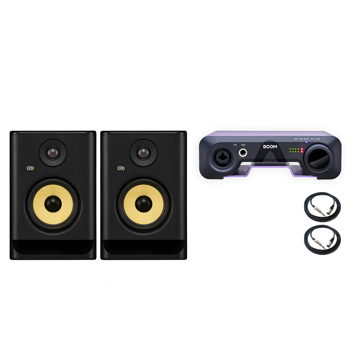 KRK Rokit RP5 G5 Monitores De Estudio (El Par) + Apogee Boom Interfaz de Audio + De Regalo Cable XLR Macho a Plug Macho 6.3 mm 1/4 3 Metros (2Pz) 1