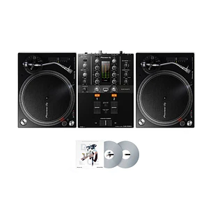 Pioneer DJ PLX 500 Tornamesa para DJ (2 Piezas) + DJM 250 Mk2 Mezcladora para DJ + De Regalo Pioneer DJ RB VD2 Vinilos de Control Cabina Completa
