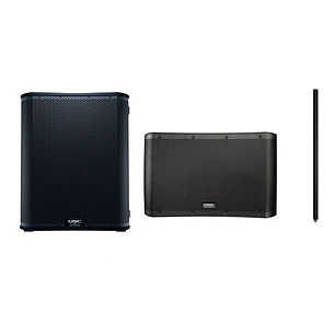 QSC KLA12 (4 piezas) + QSC KS118 (4 piezas) + Poste Sub a Top (2 piezas) Sistema de Audio Híbrido Fuente Puntual y Tiro Largo Tipo Line Array