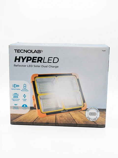 Reflector LED Solar Dual Charge Tecnolab HyperLED 10.000 mAh