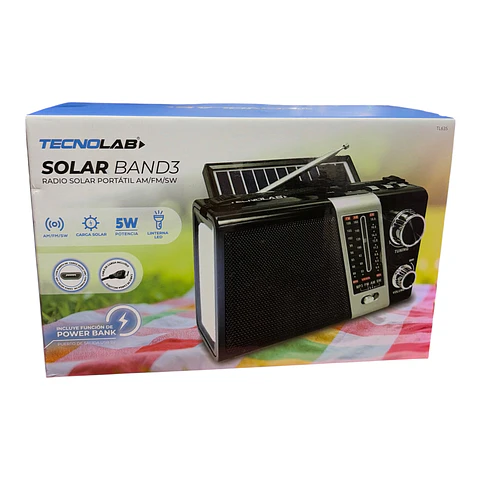 Radio Solar Portátil Tecnolab Solar Band 3 AM/FM/SW 5W