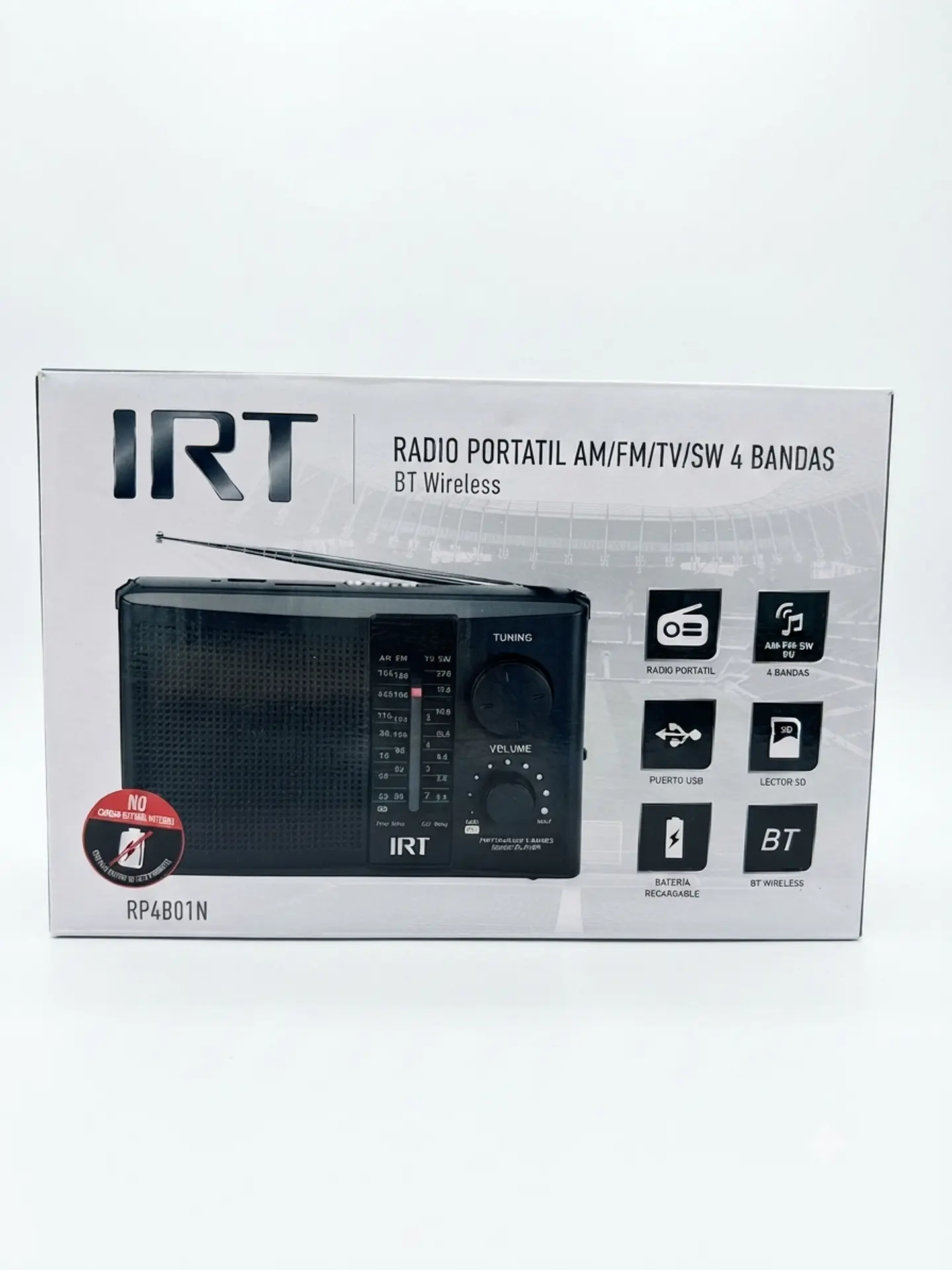 Radio Portátil IRT 4 Bandas AM/FM/TV/SW Bluetooth RP4B01N 1