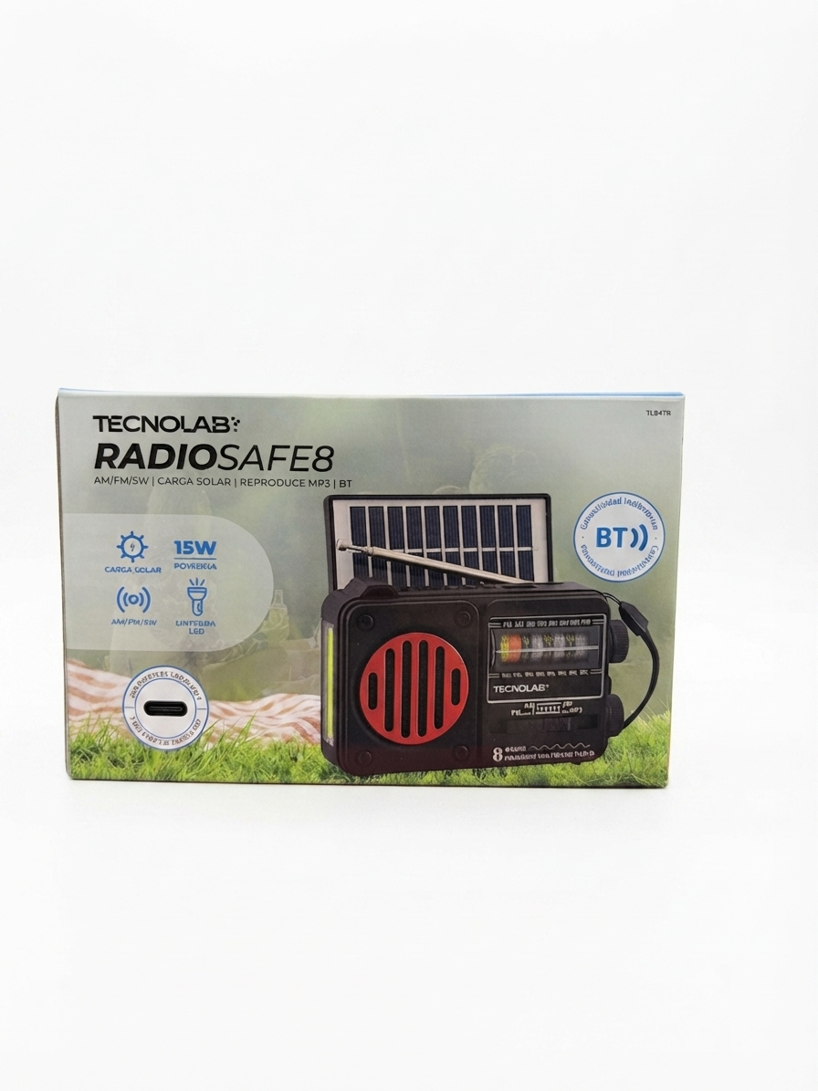 Radio Solar Portátil Tecnolab Radio Safe 8 AM/FM/SW 15W
