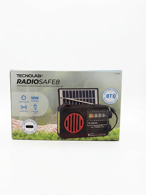 Radio Solar Portátil Tecnolab Radio Safe 8 AM/FM/SW 15W
