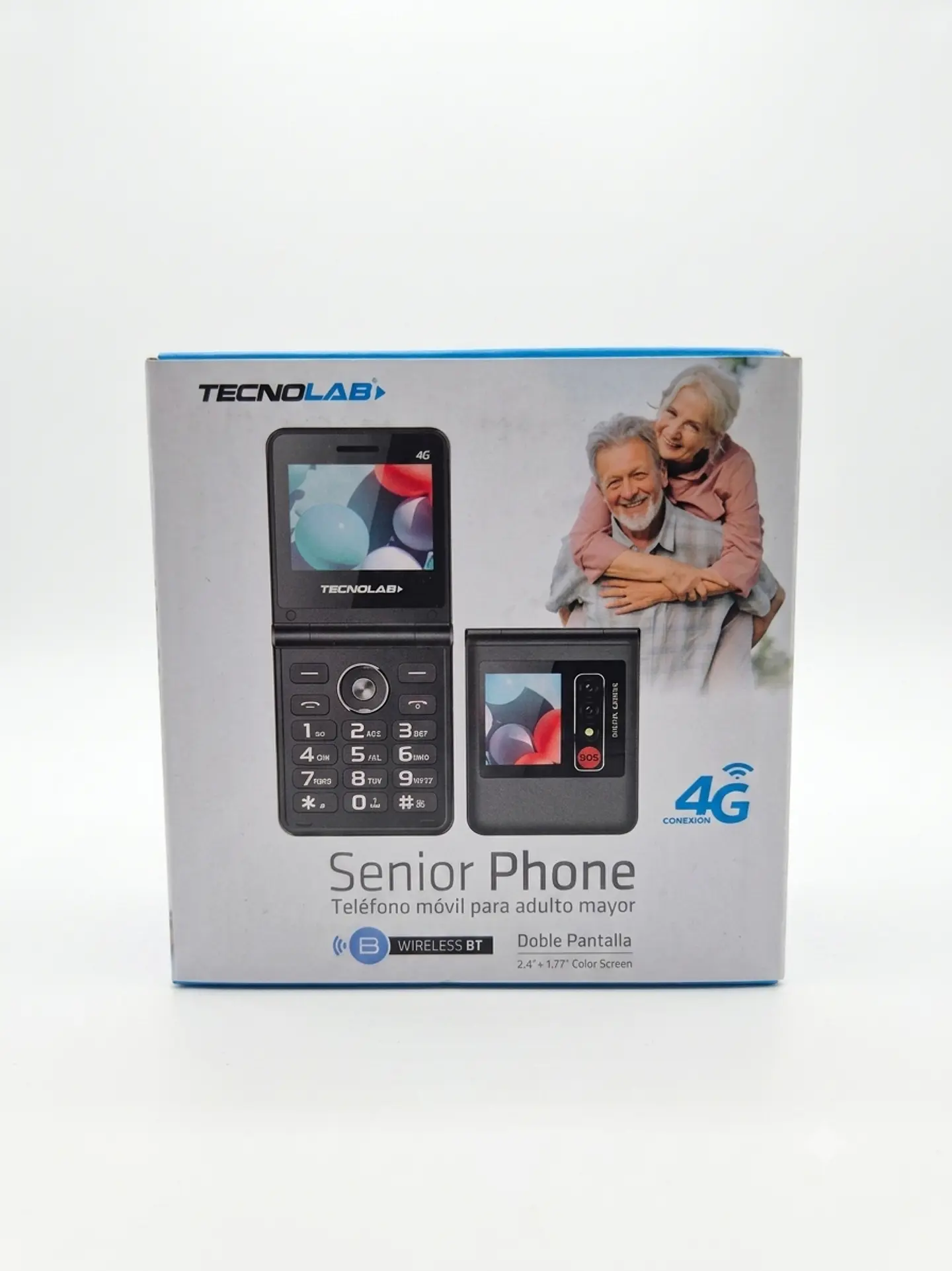 Teléfono Celular Tecnolab Senior 4G Tipo Almeja con Doble Pantalla 1