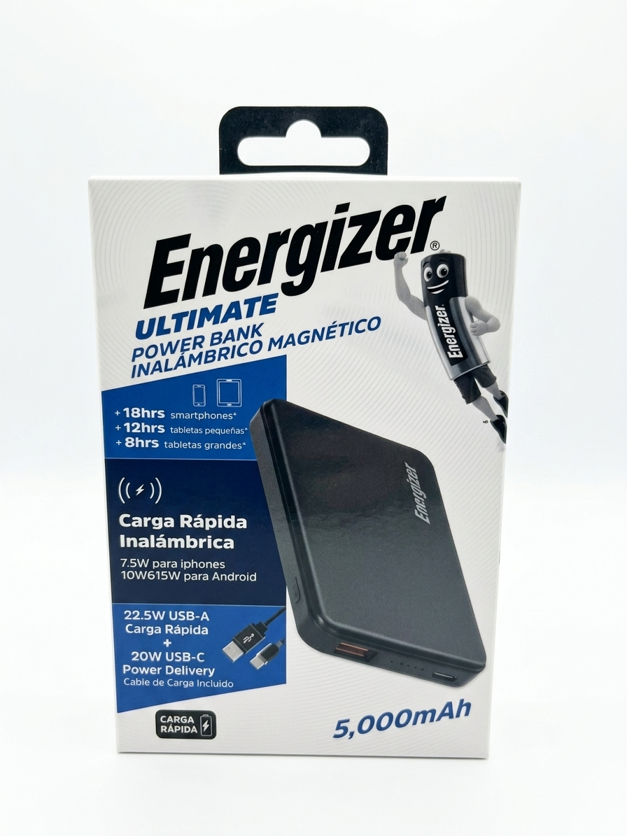 Batería Portátil Energizer Ultimate Power Bank Inalámbrico Magnético 5.000 mAh