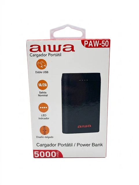 Batería Portátil Aiwa PAW-50 Power Bank 5.000 mAh con Doble Salida USB