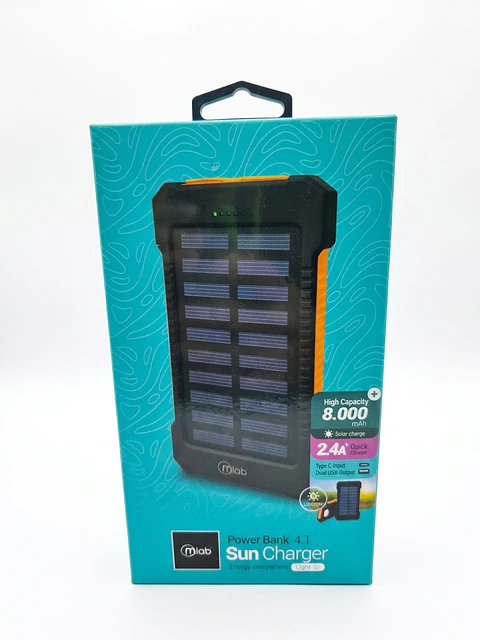 Batería Portátil Solar mlab 8.000 mAh 2.4A con Linterna LED