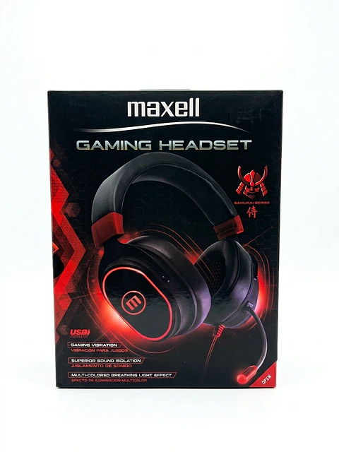 Audífonos Gamer Maxell Samurai Series con Vibración, Iluminación Multicolor y Conector USB
