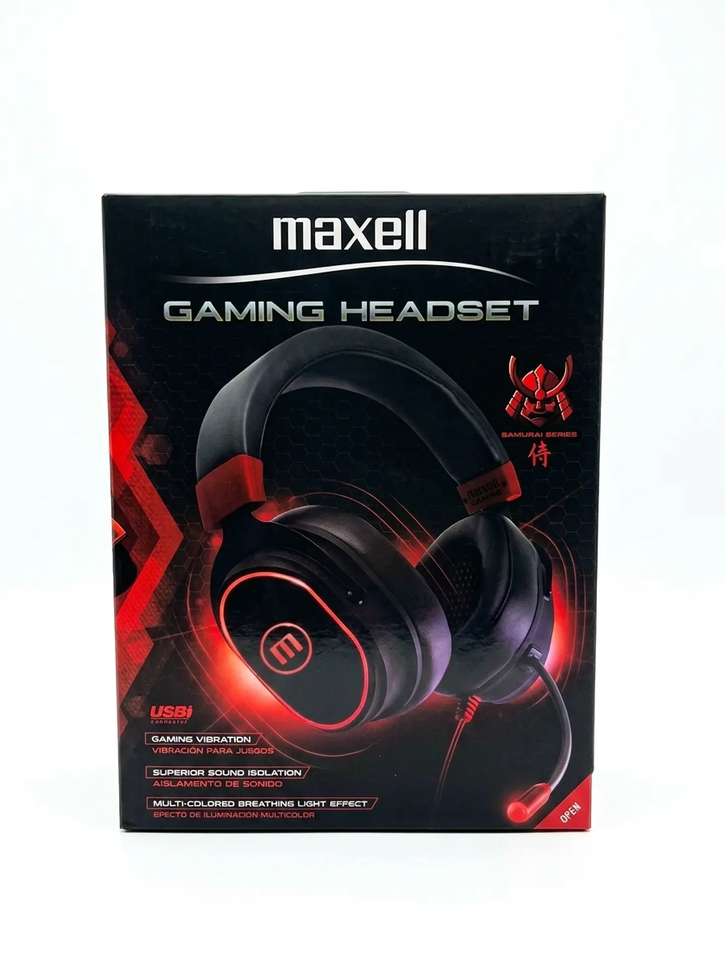 Audífonos Gamer Maxell Samurai Series con Vibración, Iluminación Multicolor y Conector USB 1