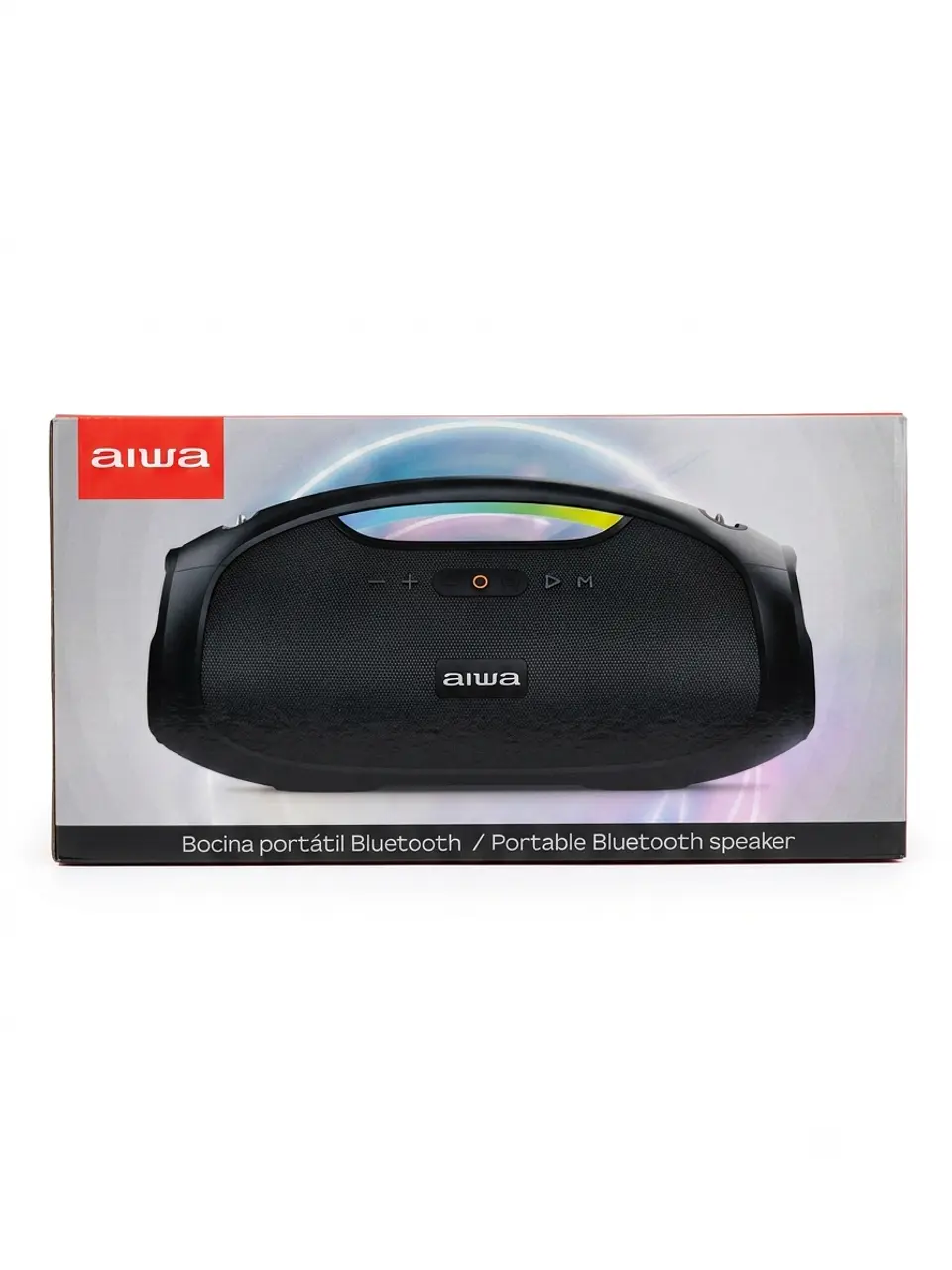 Parlante Portátil Bluetooth Aiwa Tipo Boombox con Asa de Transporte y Luces LED 1
