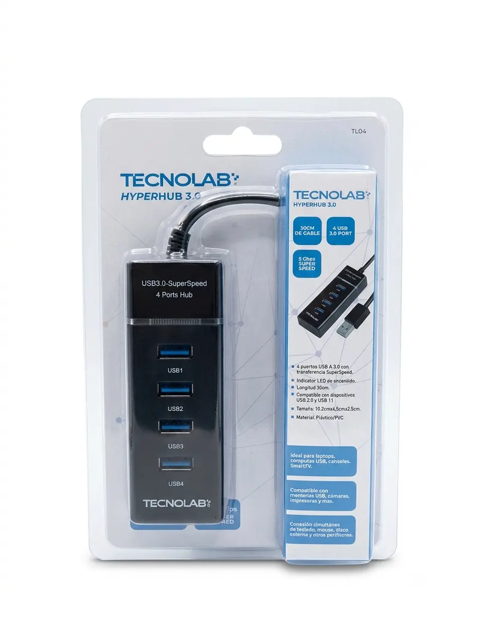 Hub USB 3.0 Tecnolab de 4 Puertos Super Speed 1