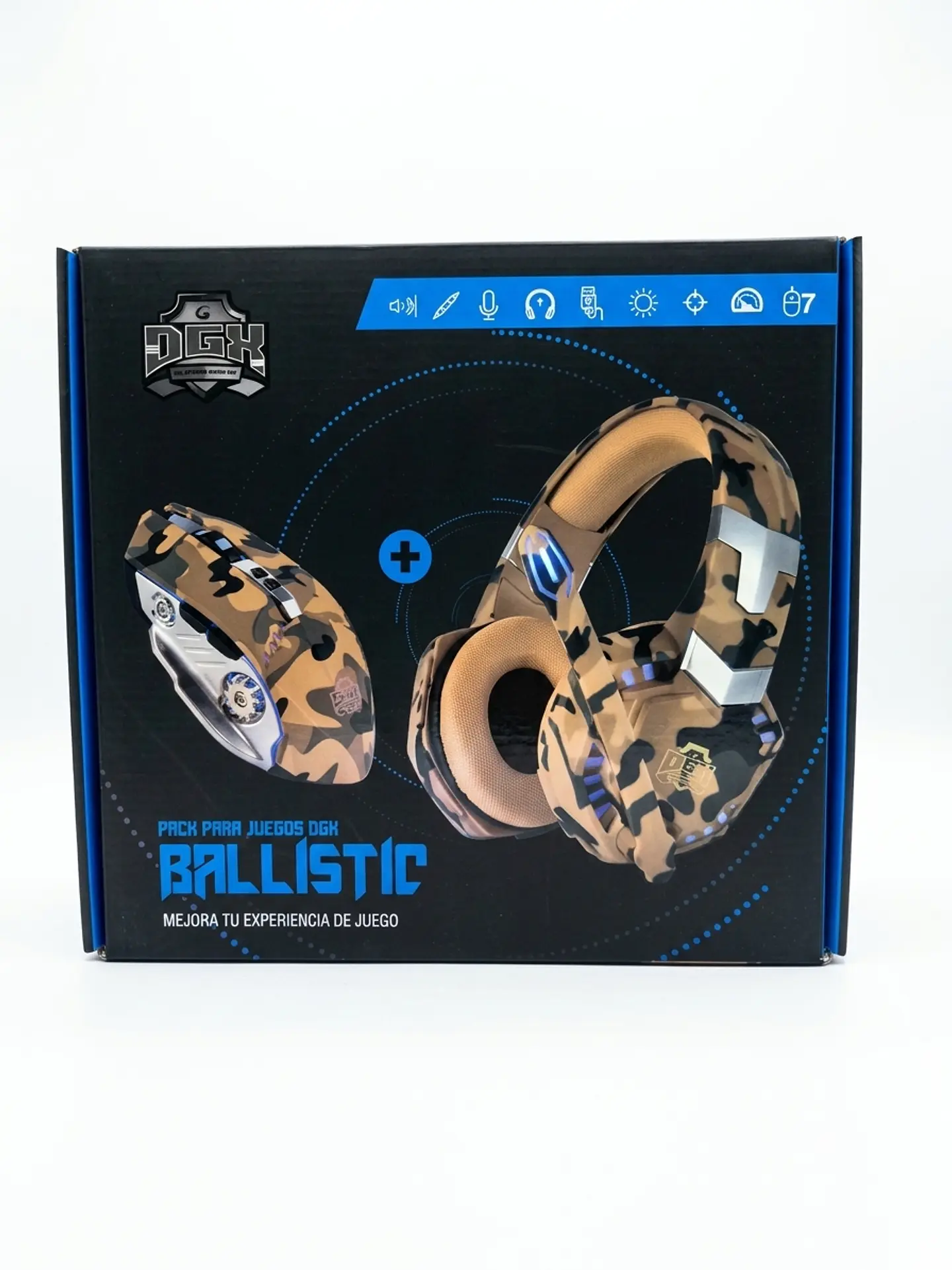 Combo Gamer DGK Ballistic: Audífonos Gamer con Micrófono + Mouse 7 Botones - Camuflado Militar 1