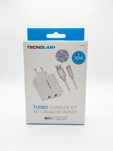 Cargador Rápido de Pared Tecnolab Turbo Charger 30W (USB-A a USB-C)