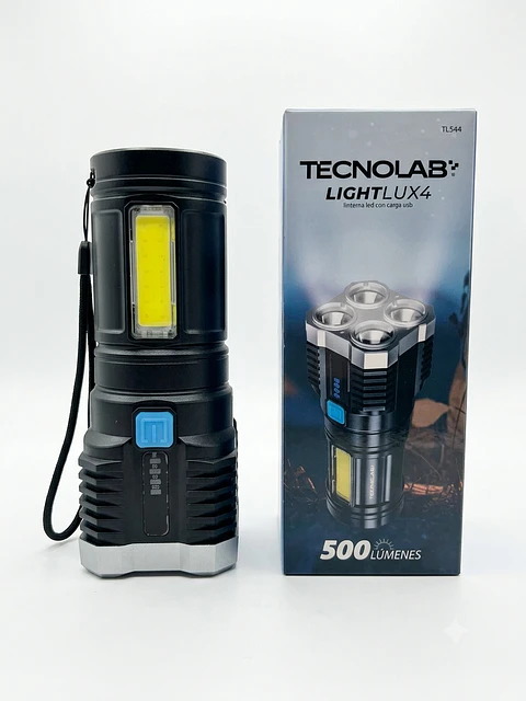 Linterna LED Recargable Tecnolab LightLux4 500 Lúmenes (Carga USB)