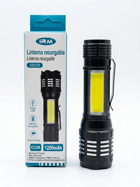 Linterna Táctica Recargable IRM T6 + COB 1200mAh