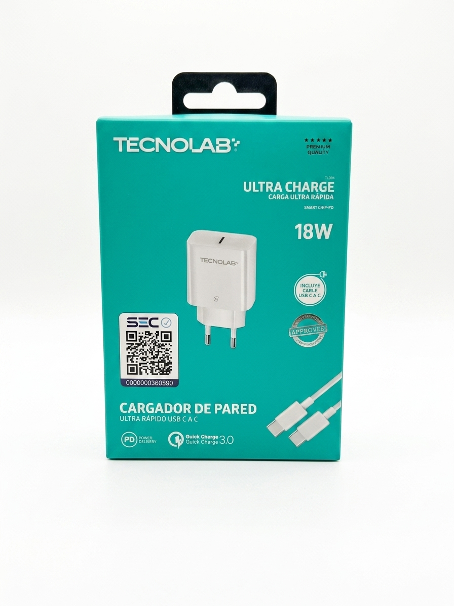 Cargador de Pared Tecnolab 18W USB-C a USB-C