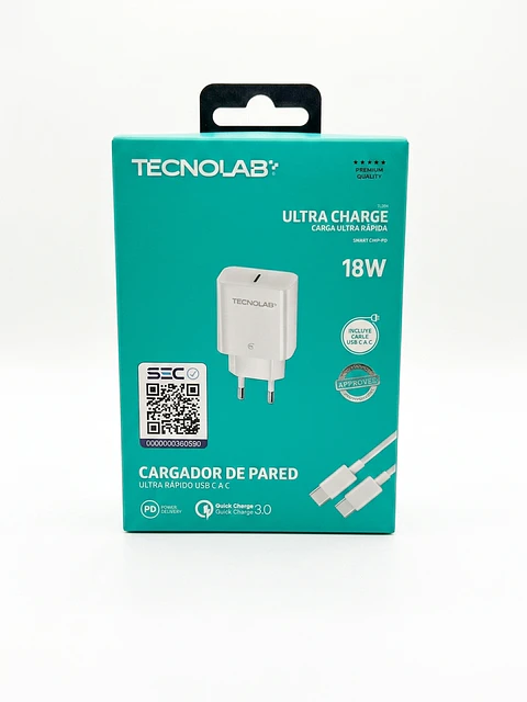Cargador de Pared Tecnolab 18W USB-C a USB-C