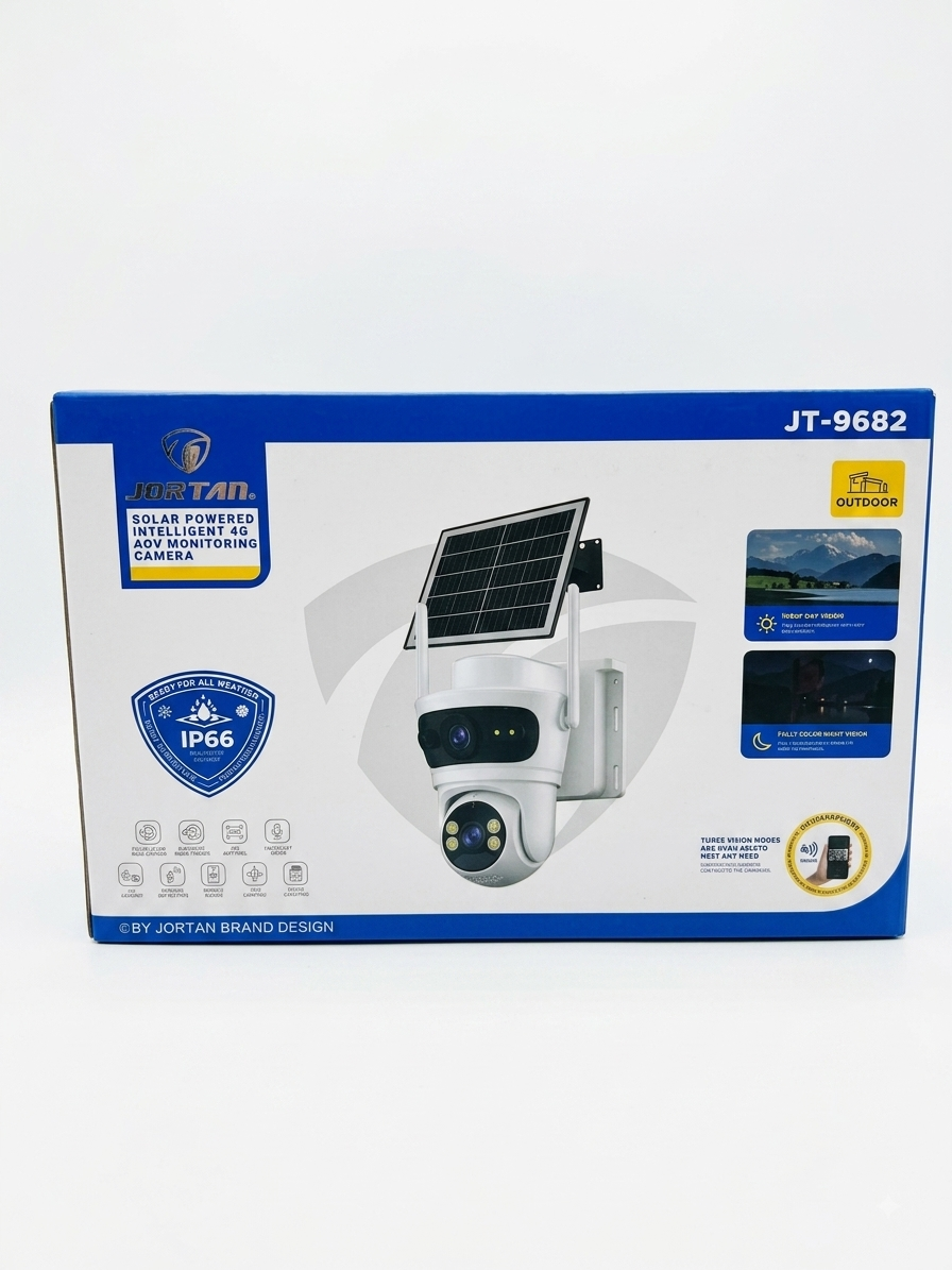 Cámara de Seguridad Exterior Solar 4G Chip SIM Doble Lente Jortan JT-9682