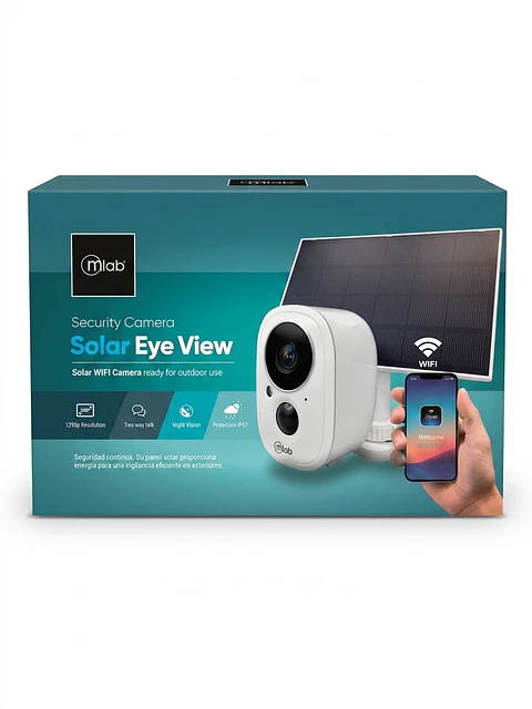 Cámara de Seguridad WiFi Solar Mlab - Solar Eye View - Resolución 1290p - Exterior IP67 - Audio Bidireccional - Visión Nocturna