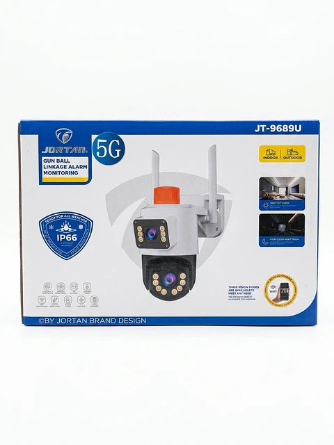 Cámara de Seguridad Doble Lente JORTAN JT-9689U WiFi 5G IP66 con Alarma Estroboscópica