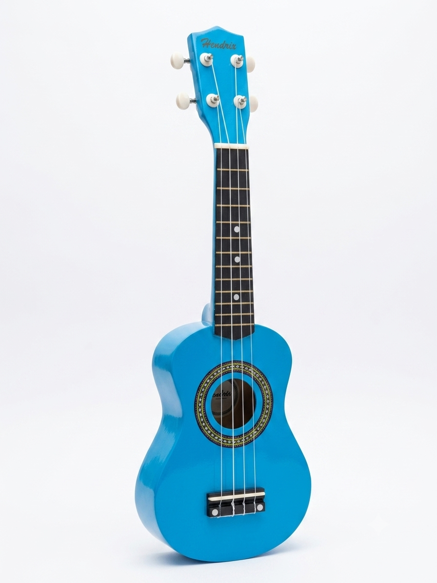 Ukelele 21" Hendrix de Madera – Color Azul Brillo con Cuerdas de Nylon