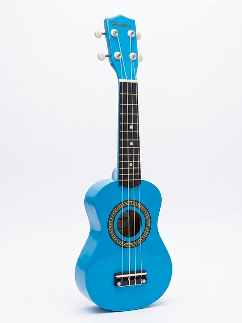 Ukelele 21" Hendrix de Madera – Color Azul Brillo con Cuerdas de Nylon