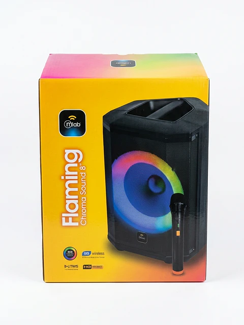 Parlante Bluetooth Inalámbrico Mlab Flaming Chroma Sound 8" con Luces RGB y Micrófono