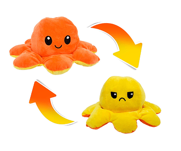 Peluche Pulpo Reversible Estado de Ánimo Naranja y Amarillo