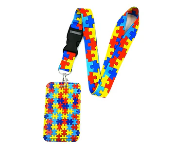 Portacredencial + Lanyard - Diseño Autismo - Vertical