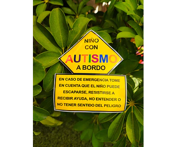 Stickers adhesivo  para Autos para personas con Autismo a Bordo 