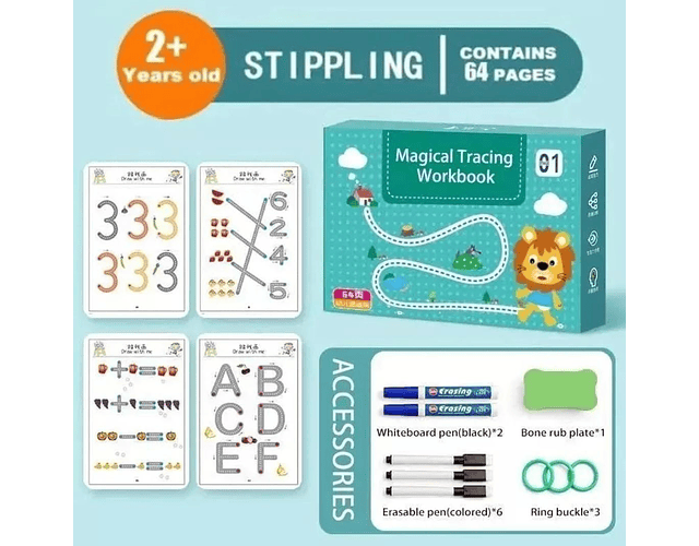 Libro Mágico de Entrenamiento para  el control de Caligrafía Reutilizable Montessori
