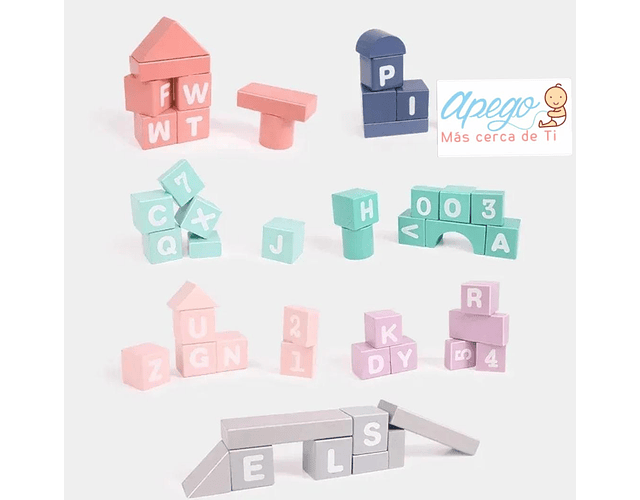 Bloques De Construcción Montessori  madera 138 piezas