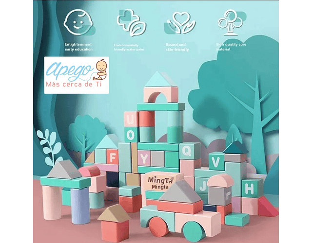 Bloques De Construcción Montessori  madera 138 piezas