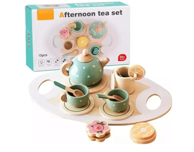 Set té con Tazas De Madera 