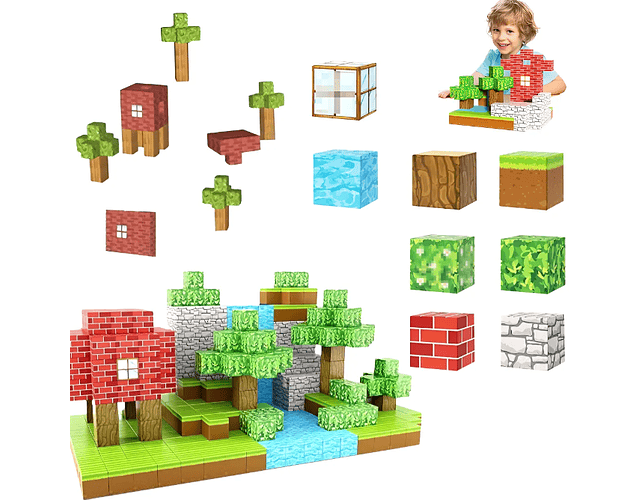 Juguete Minecraft bloques Magnético de 80 unidades 