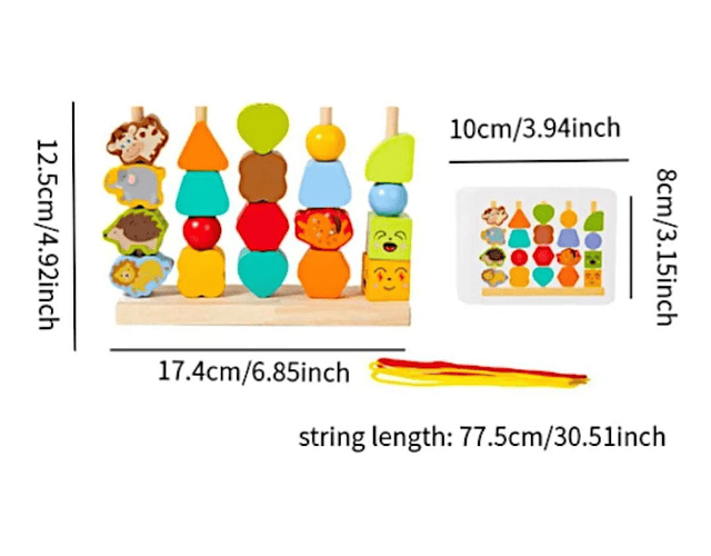 Juguete educativo 5 columnas para apilar y enhebrar con instruciones