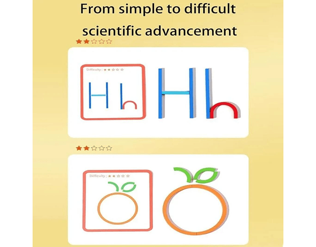 Juego de construcción de palos y anillos en forma de rompecabezas con letras de madera, bloques de tallo, juguete educativo de aprendizaje, juguetes Montessori